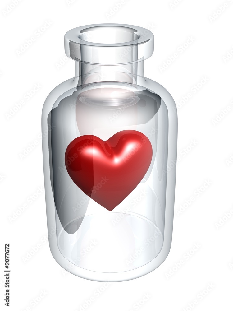 red heart in glass bottle isolated on white background red heart in glass bottle isolated on white background