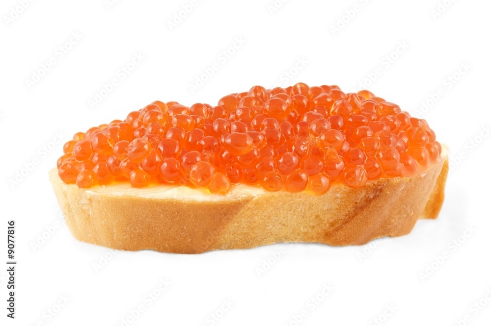 Sandwich with caviar isolated on white Sandwich with caviar isolated on white