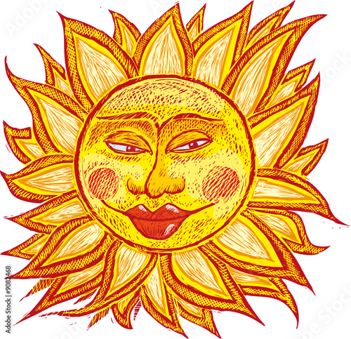 italian ancient sun in old engrave style.