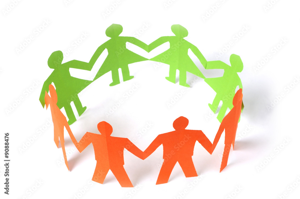 Paper people holding hands Paper people holding hands
