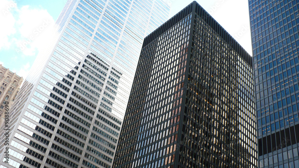 Glass and steel skyscrapers