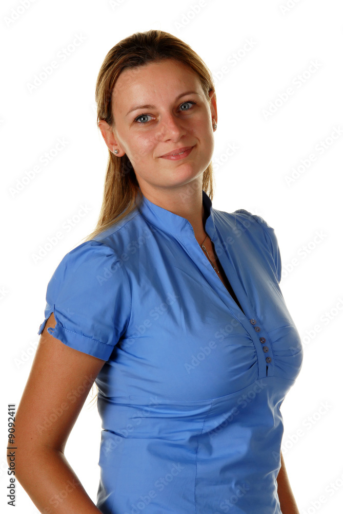 Young attractive female model isolated over white Young attractive female model isolated over white