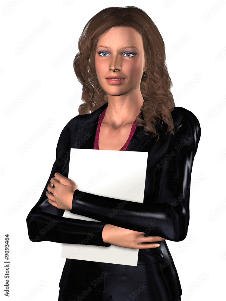 3D lady from the office with a paper 3D lady from the office with a paper