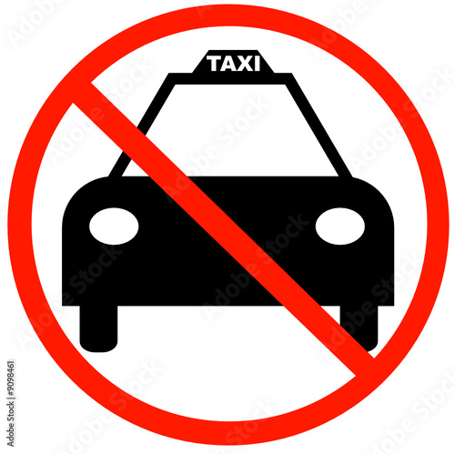 taxi cab with red not allowed symbol - no taxi parking