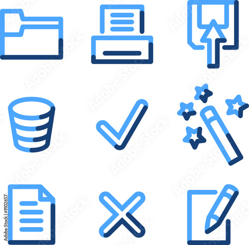 Document 2 icons, blue contour series