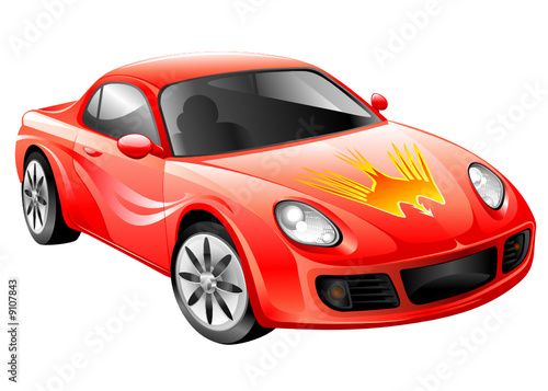 Red Racing car,  vector illustration layered. © yewkeo