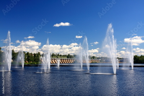 Water fountains in the centre of Oulu, Finland