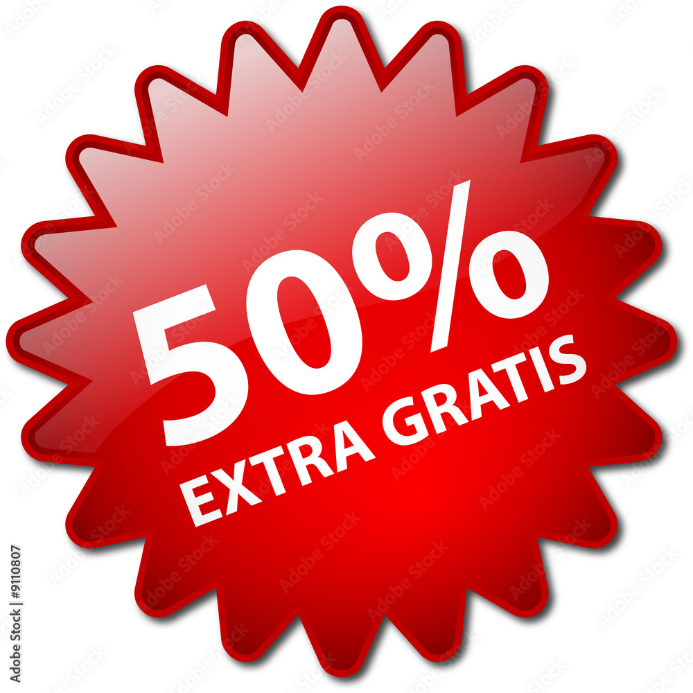 Tampon "50% Extra Gratis" (Espagnol) Stock Illustration | Adobe Stock
