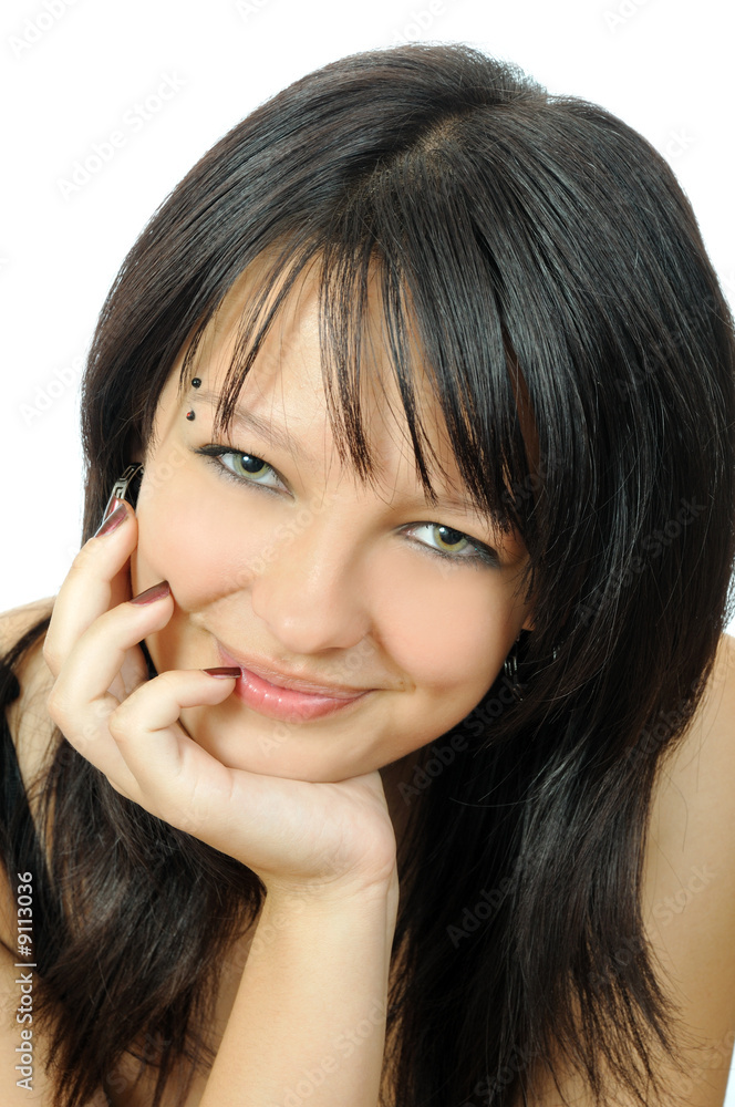 Portrait of attractive smiling girl, isolated on white Portrait of attractive smiling girl, isolated on white