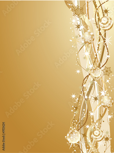 Christmas background with baubles, vector illustration
