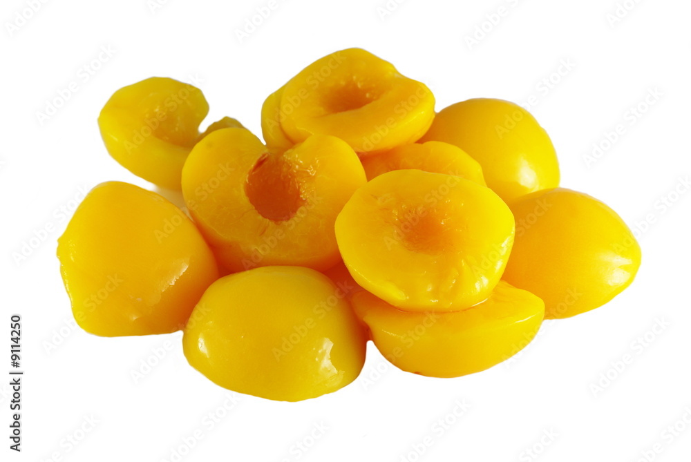 half of peaches without skins on white background half of peaches without skins on white background