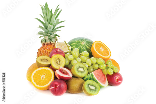 Fresh fruits isolated on a white background