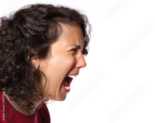 Quadro em tela Portrait of a woman yelling her head off
