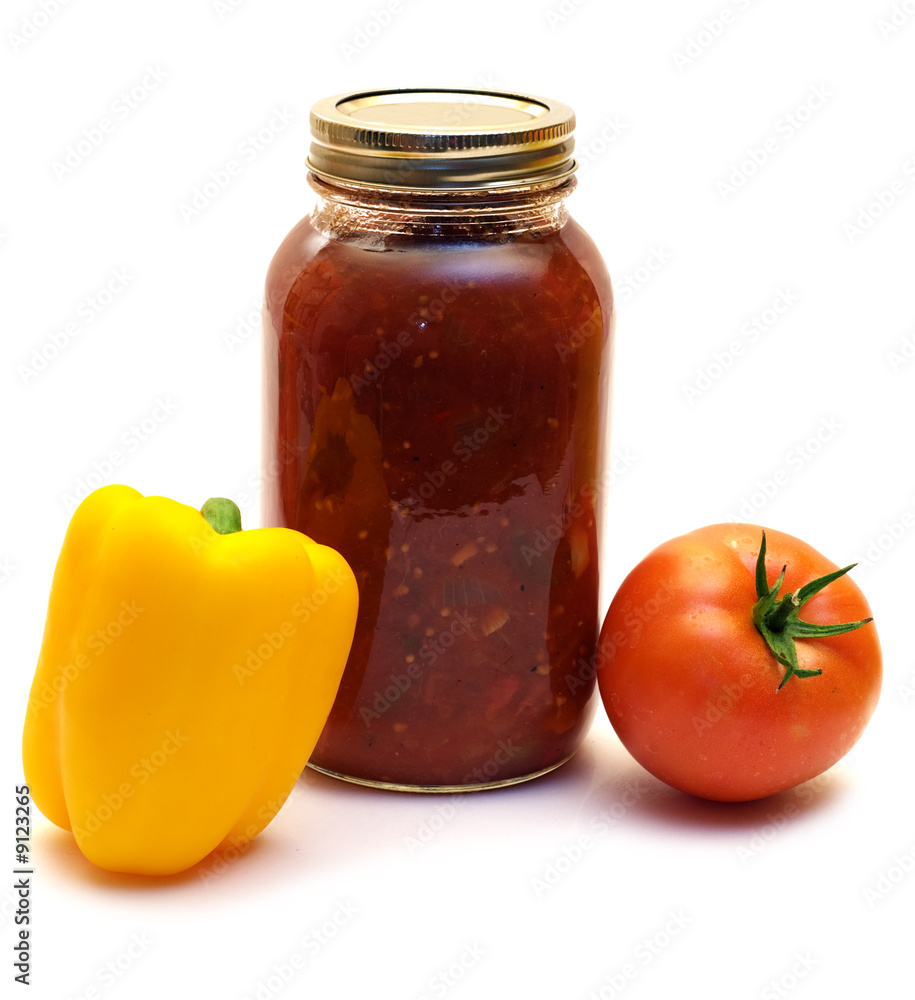 A mild salsa made with tomatoes and mild peppers A mild salsa made with tomatoes and mild peppers