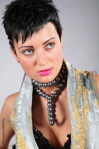 beauty woman in black bead