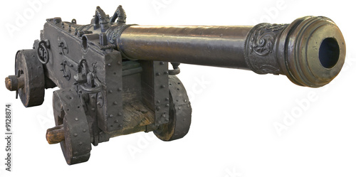 Canvas Print Ancient Swedish cannon isolated over white with clipping path.