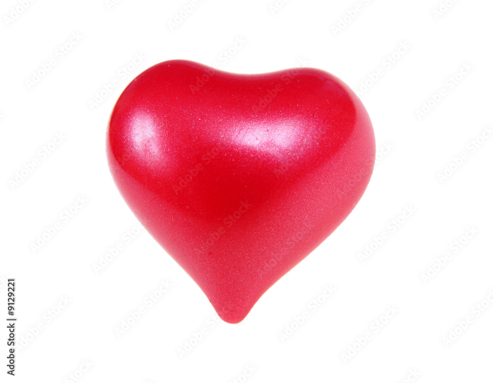 Beautiful red rubber heart as symbol love isolated on white