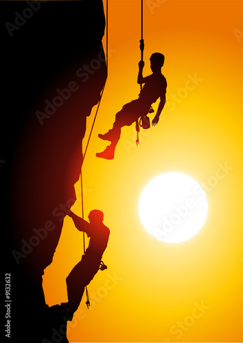 Climbing at sunset