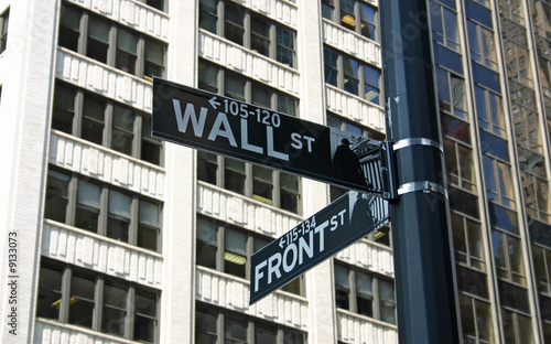 A Wall Street sign in the financial disctrict in New York City
