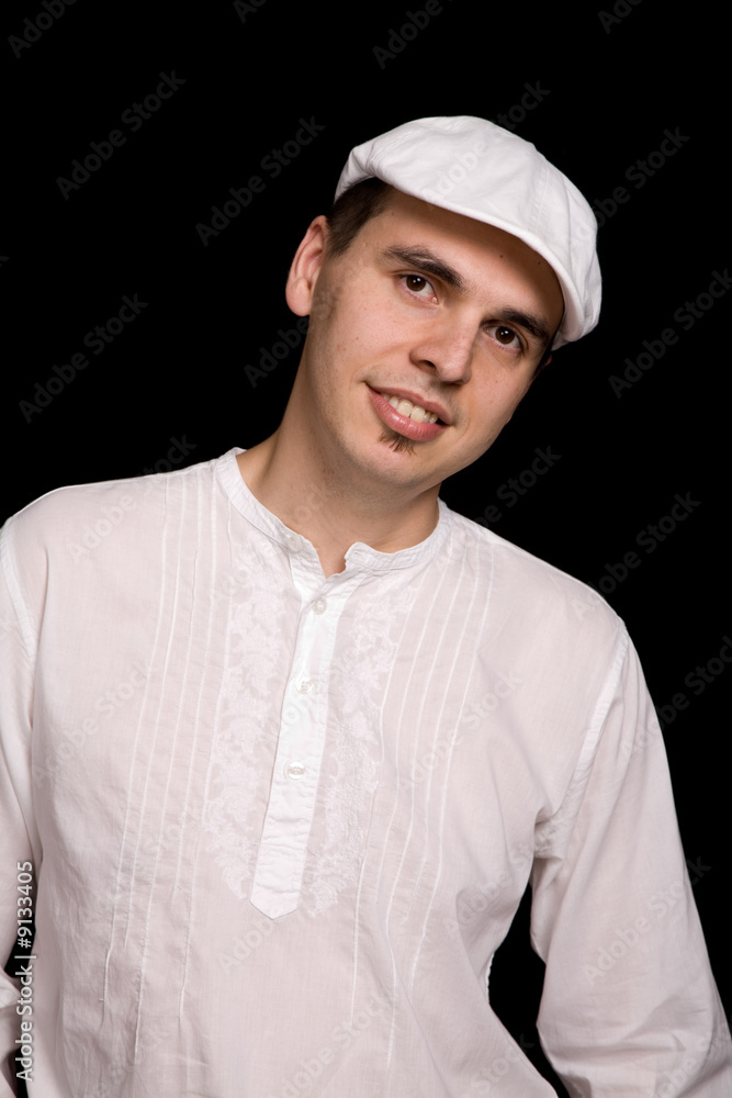 young happy man portrait, on a black background young happy man portrait, on a black background