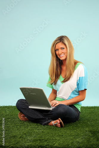 Woman Outside In The Grass ...