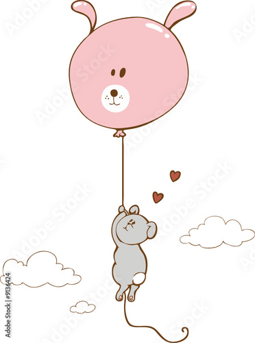 Häschen verliebt in Häschen-Ballon