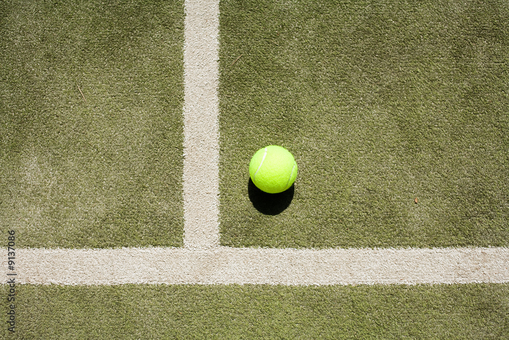tennis ball and white lines