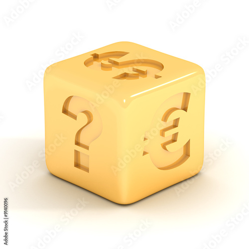 Cube with currency signs. 3...