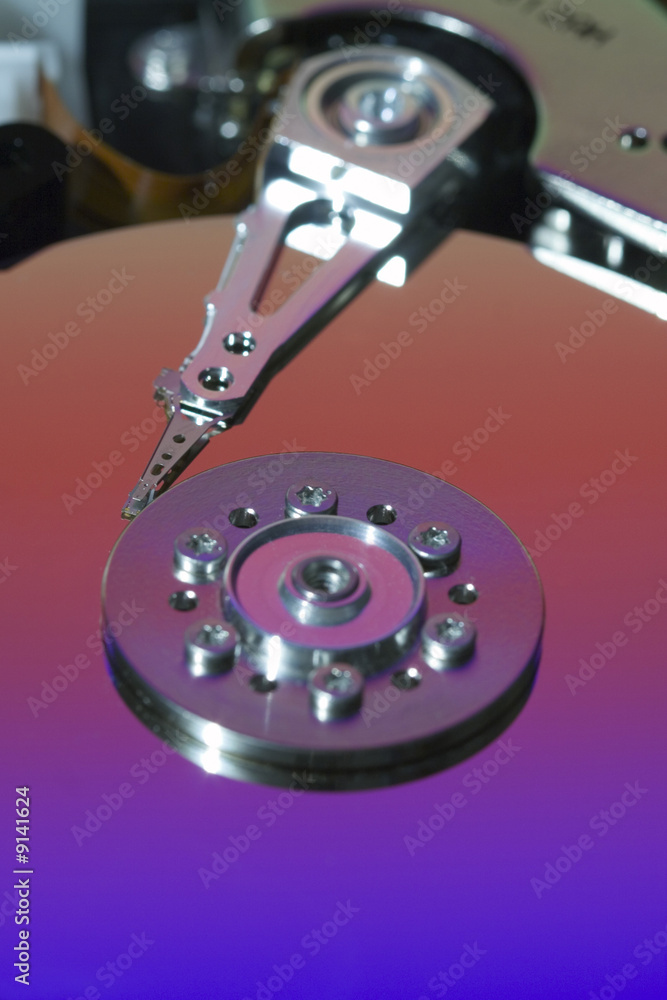 Photo of the computer hard drive Photo of the computer hard drive