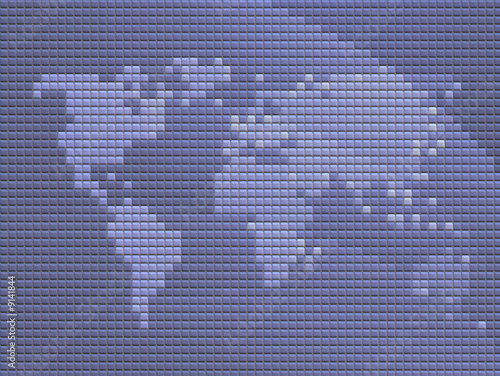 Map of the world in mosaic tiled style