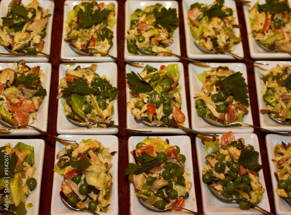 A bunch of appetizers in restaurant, ready-to-eat A bunch of appetizers in restaurant, ready-to-eat