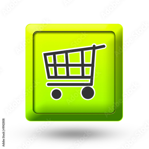 Green Shopping cart icon button