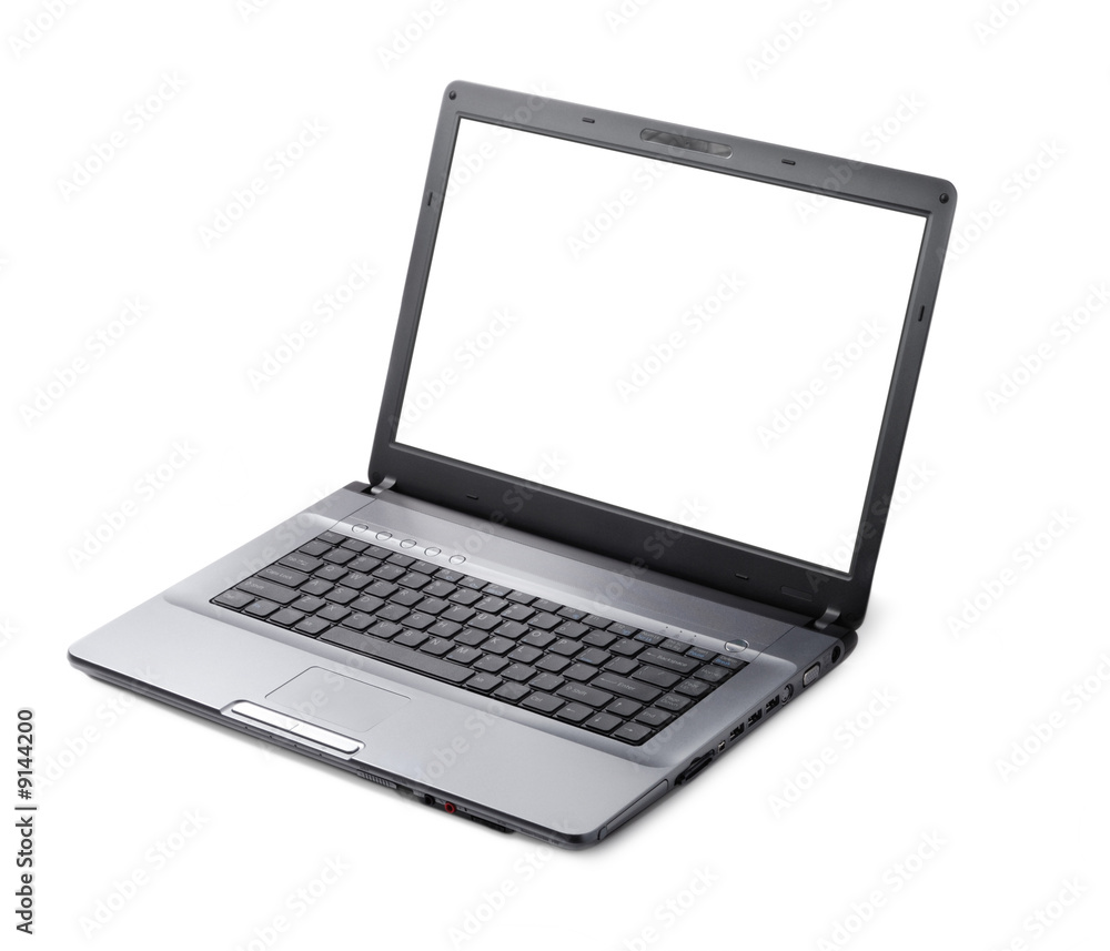 Style laptop isolated with clipping path over white background