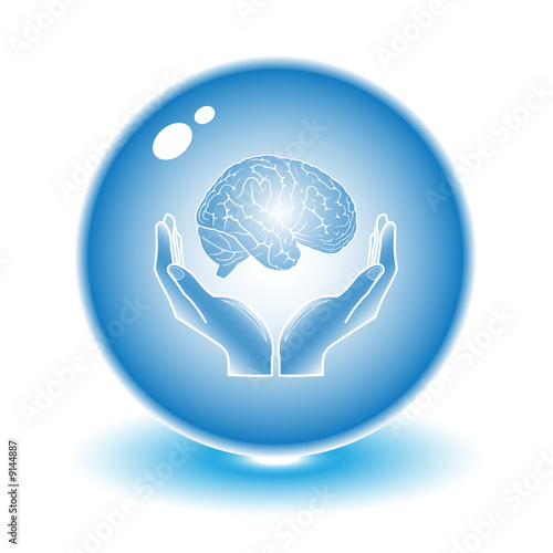 Protection of brain. Vector brain illustration. Simply change.