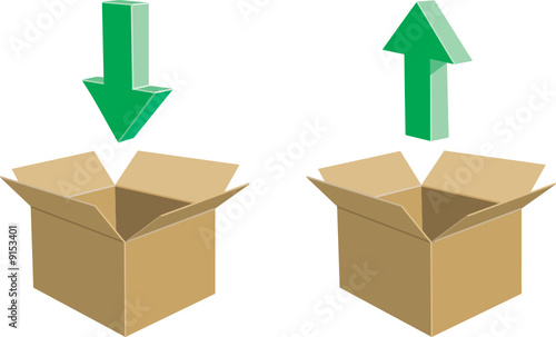 Cardboard boxes with arrows