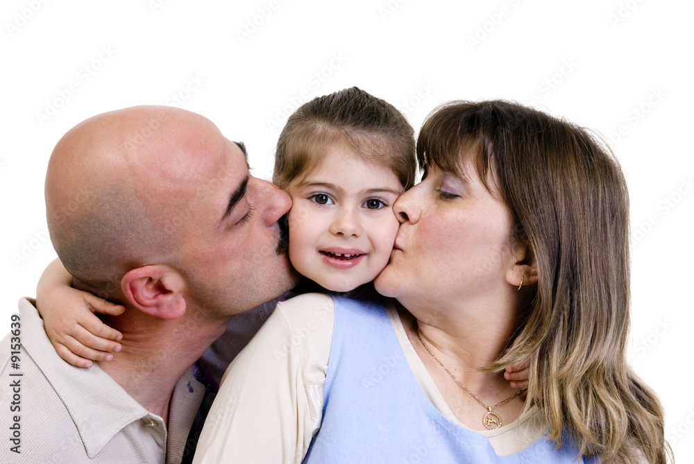 A happy family bonding together. Father Mother and Daughter A happy family bonding together. Father Mother and Daughter