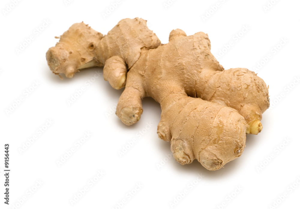 ginger root on white background