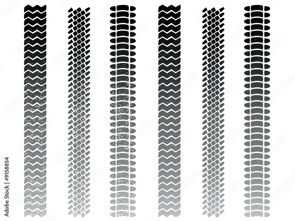 Tyre tracks, clean and grunged sets Tyre tracks, clean and grunged sets
