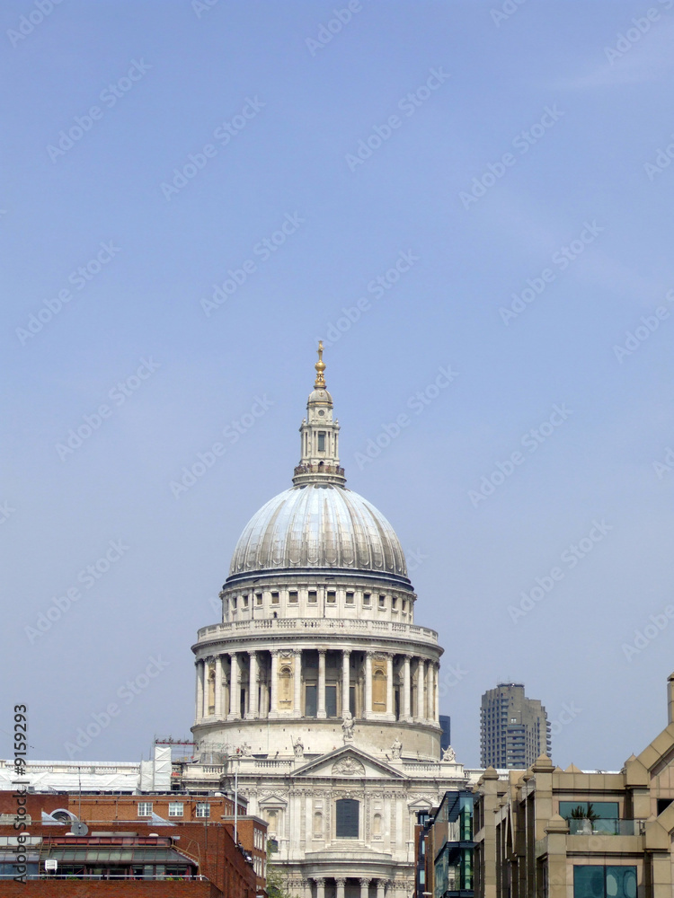 St Paul's Cathedral, view from Millenium Bridge, London.