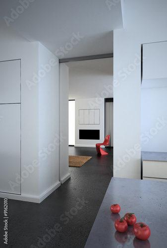 White modern minimalist loft