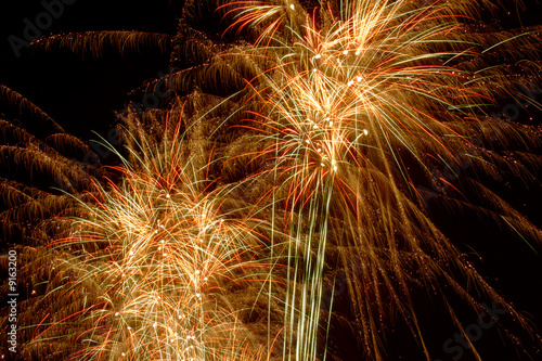 bright colored fireworks on black background