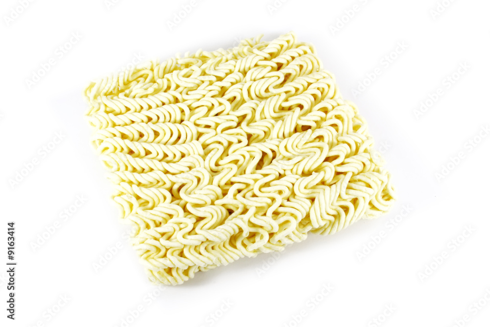 Uncooked Ramen Isolated on a White Background