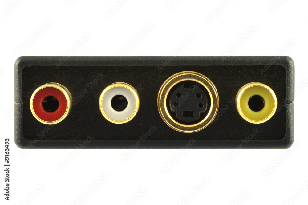 Video and audio connectors isolated in white