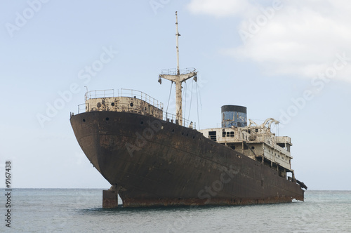 abandoned ship in the seaside