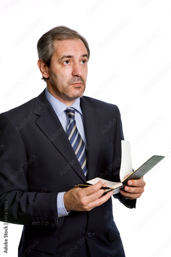 pensive mature business man, isolated on white pensive mature business man, isolated on white