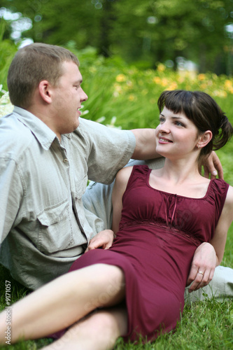 happy young couple outdoors