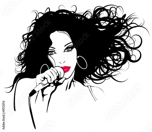 pretty young woman with flying hair