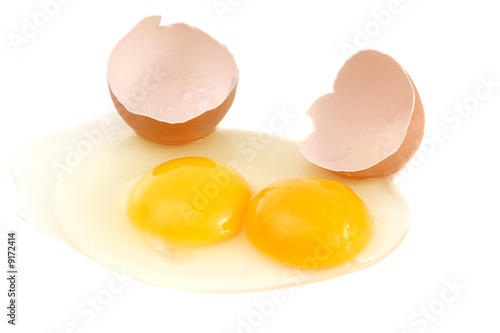 broken egg, white background