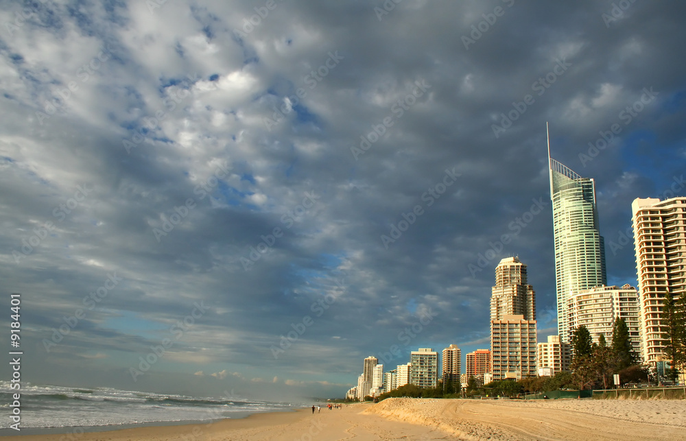 Early morning view of Surfers Paradise skyline Gold Coast