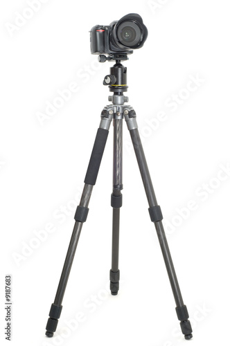 Tripod camera isolated on white